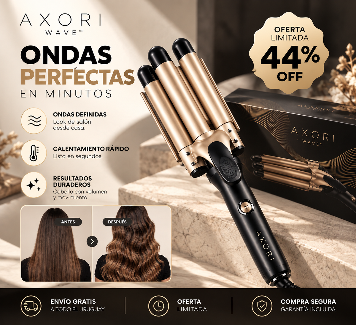 AXORI WAVE™ — Rizador Triple de Ondas
